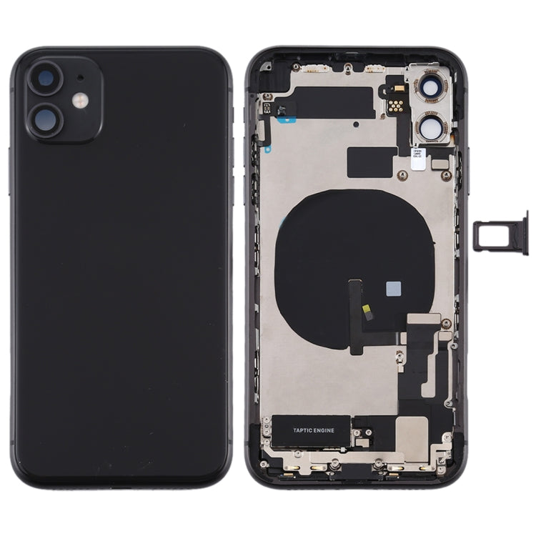 Battery Back Cover Assembly (with Side Keys & Power Button + Volume Button Flex Cable & Wireless Charging Module & Motor & Charging Port & Speaker Ringer Buzzer & Card Tray & Camera Lens Cover) for iPhone 11, For iPhone 11, For iPhone 11(Assembly)