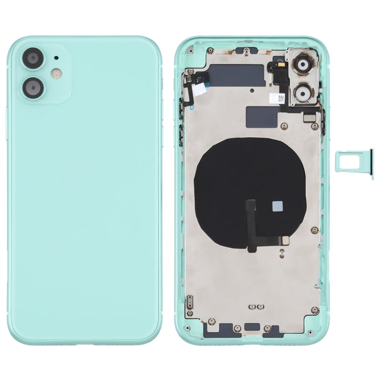 Tapa trasera de batería (con teclas laterales, bandeja para tarjetas, cable flexible de encendido y volumen y módulo de carga inalámbrica) para iPhone 11