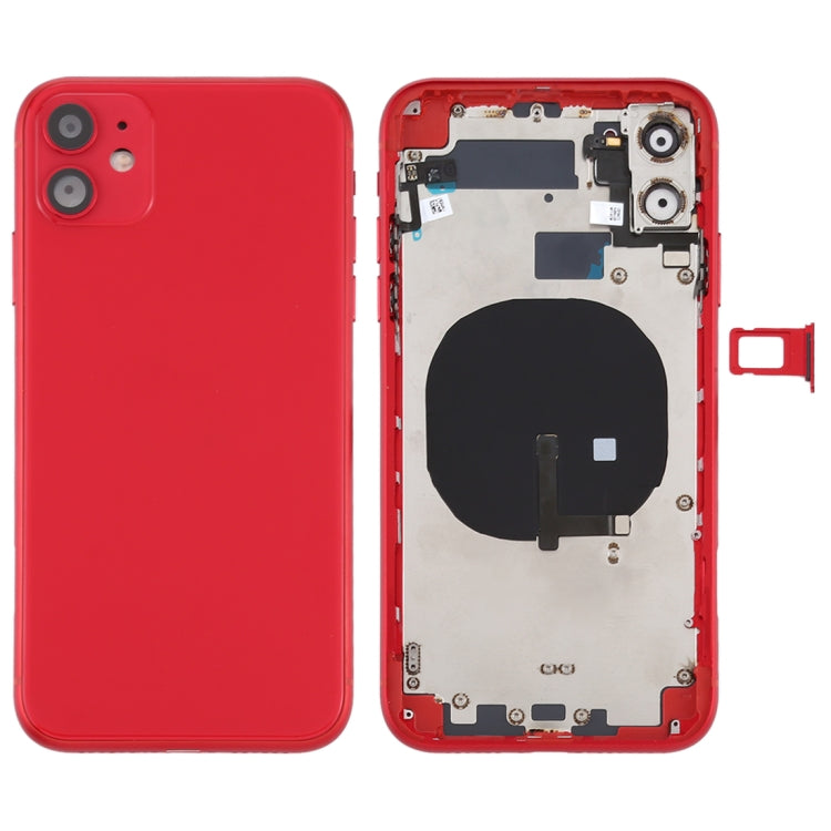 Tapa trasera de batería (con teclas laterales, bandeja para tarjetas, cable flexible de encendido y volumen y módulo de carga inalámbrica) para iPhone 11