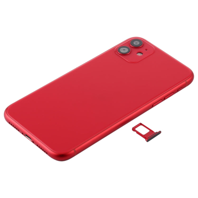 Tapa trasera de batería (con teclas laterales, bandeja para tarjetas, cable flexible de encendido y volumen y módulo de carga inalámbrica) para iPhone 11