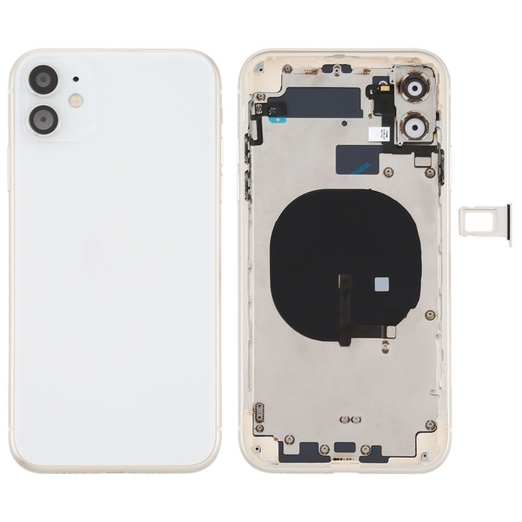 Tapa trasera de batería (con teclas laterales, bandeja para tarjetas, cable flexible de encendido y volumen y módulo de carga inalámbrica) para iPhone 11