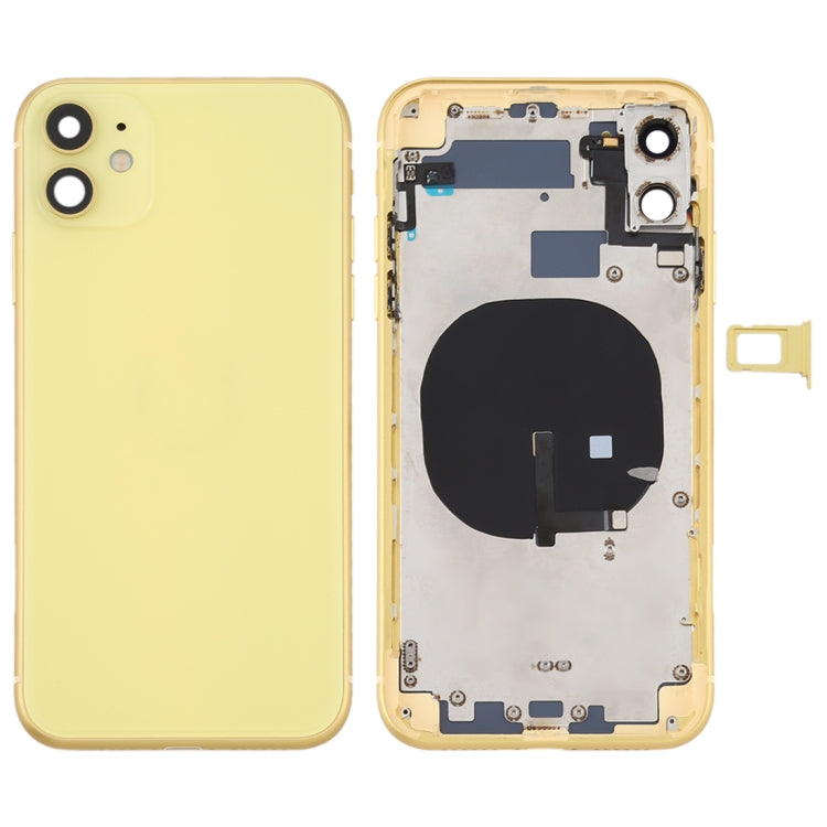 Tapa trasera de batería (con teclas laterales, bandeja para tarjetas, cable flexible de encendido y volumen y módulo de carga inalámbrica) para iPhone 11