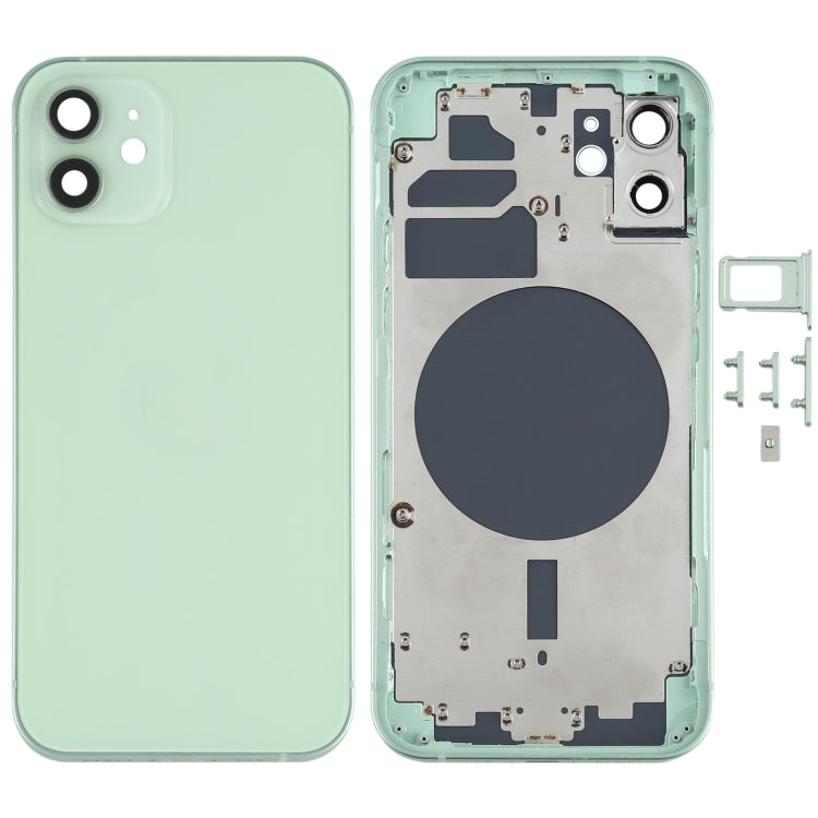 Back Housing Cover with SIM Card Tray & Side Keys & Camera Lens for iPhone 12(White), Back Housing Cover for 12, For iPhone 12(with SIM Card Tray), For iPhone 12(with Card Tray)