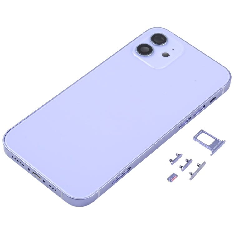 Back Housing Cover with SIM Card Tray & Side Keys & Camera Lens for iPhone 12(White), Back Housing Cover for 12, For iPhone 12(with SIM Card Tray), For iPhone 12(with Card Tray)