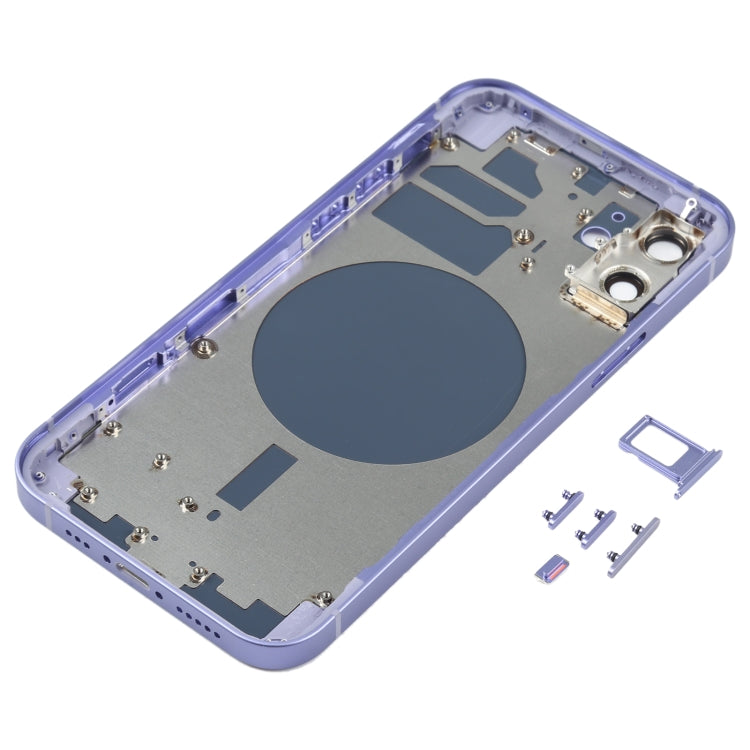 Back Housing Cover with SIM Card Tray & Side Keys & Camera Lens for iPhone 12(White), Back Housing Cover for 12, For iPhone 12(with SIM Card Tray), For iPhone 12(with Card Tray)