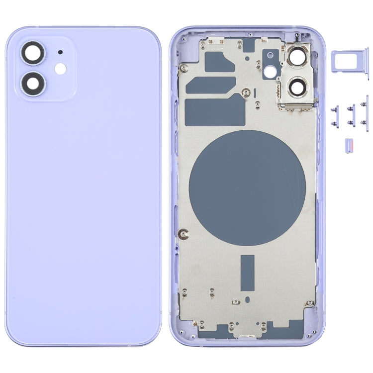 Back Housing Cover with SIM Card Tray & Side Keys & Camera Lens for iPhone 12(White), Back Housing Cover for 12, For iPhone 12(with SIM Card Tray), For iPhone 12(with Card Tray)