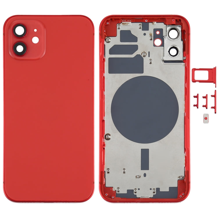 Back Housing Cover with SIM Card Tray & Side Keys & Camera Lens for iPhone 12(White), Back Housing Cover for 12, For iPhone 12(with SIM Card Tray), For iPhone 12(with Card Tray)