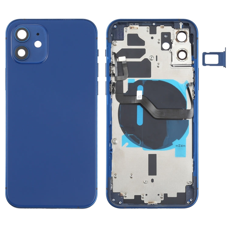Tapa trasera de batería (con teclas laterales, bandeja para tarjetas, cable flexible de encendido y volumen y módulo de carga inalámbrica) para iPhone 12