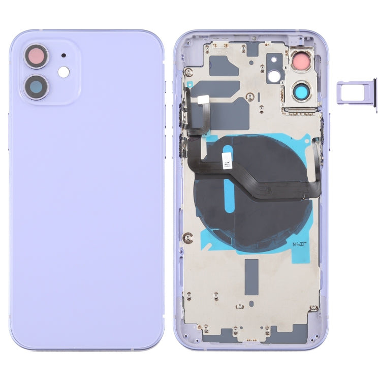 Tapa trasera de batería (con teclas laterales, bandeja para tarjetas, cable flexible de encendido y volumen y módulo de carga inalámbrica) para iPhone 12