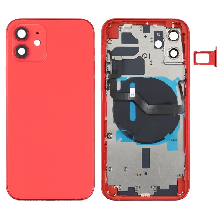 Tapa trasera de batería (con teclas laterales, bandeja para tarjetas, cable flexible de encendido y volumen y módulo de carga inalámbrica) para iPhone 12
