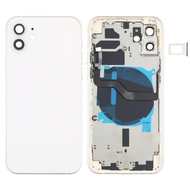 Tapa trasera de batería (con teclas laterales, bandeja para tarjetas, cable flexible de encendido y volumen y módulo de carga inalámbrica) para iPhone 12