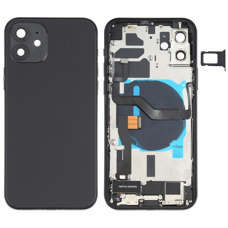 Battery Back Cover Assembly (with Side Keys & Speaker Ringer Buzzer & Motor & Camera Lens & Card Tray & Power Button + Volume Button + Charging Port & Wireless Charging Module) for iPhone 12, For iPhone 12(Assembly)