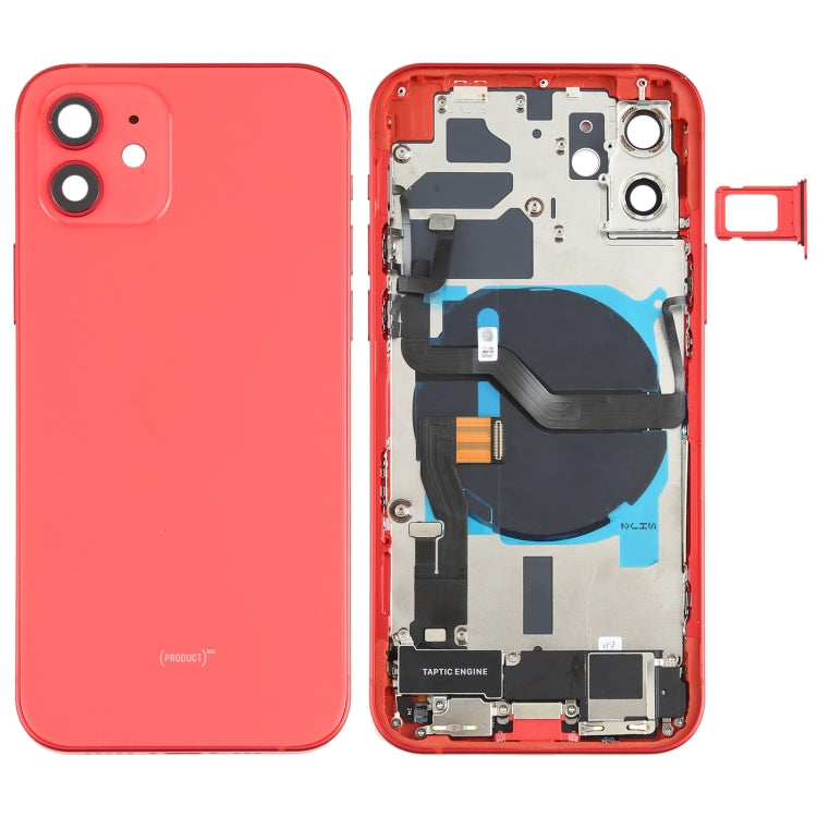 Battery Back Cover Assembly (with Side Keys & Speaker Ringer Buzzer & Motor & Camera Lens & Card Tray & Power Button + Volume Button + Charging Port & Wireless Charging Module) for iPhone 12, For iPhone 12(Assembly)