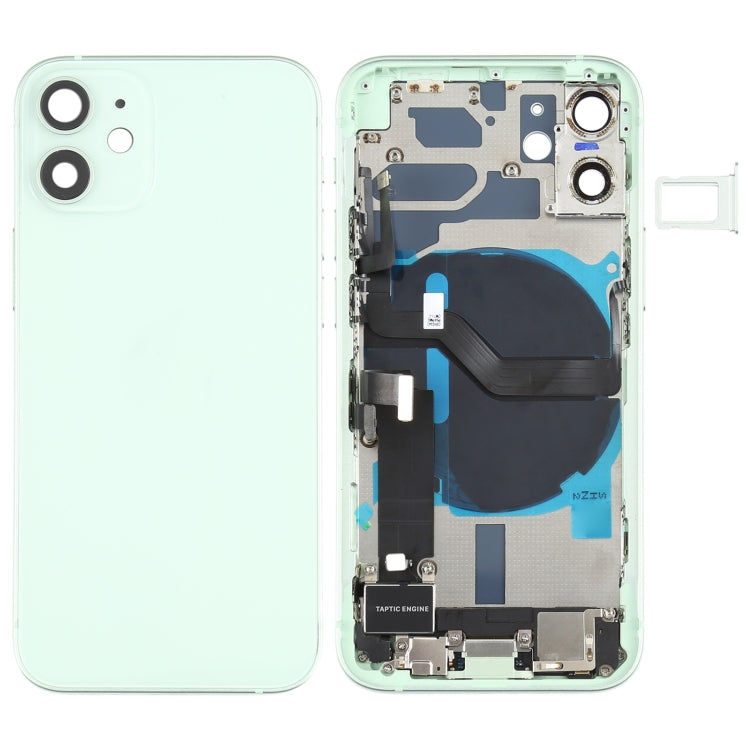 Tapa trasera de batería (con teclas laterales, timbre, motor, lente de cámara, bandeja para tarjetas, botón de encendido, botón de volumen, puerto de carga y módulo de carga inalámbrica) para iPhone 12 Mini.
