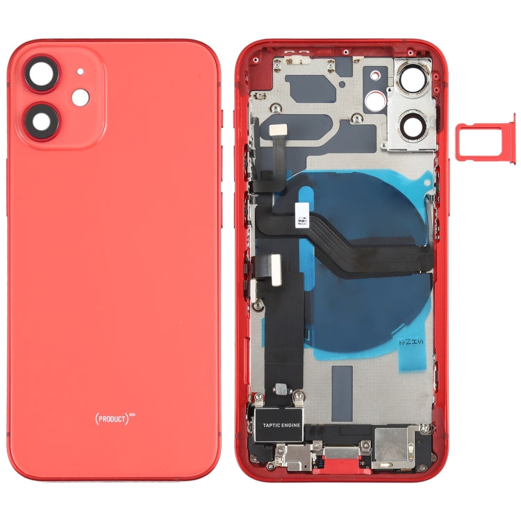 Tapa trasera de batería (con teclas laterales, timbre, motor, lente de cámara, bandeja para tarjetas, botón de encendido, botón de volumen, puerto de carga y módulo de carga inalámbrica) para iPhone 12 Mini.