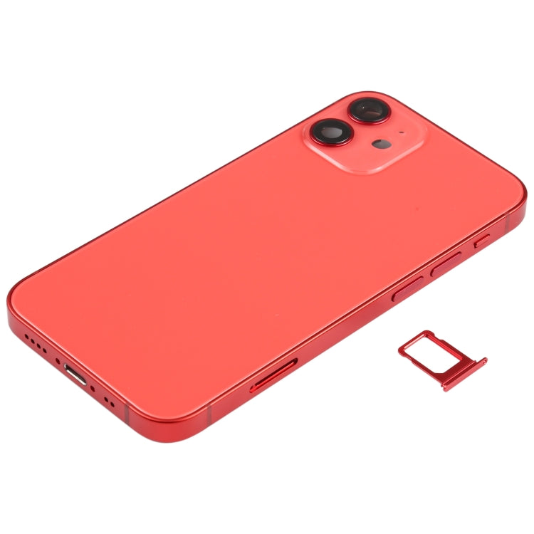 Tapa trasera de batería (con teclas laterales, timbre, motor, lente de cámara, bandeja para tarjetas, botón de encendido, botón de volumen, puerto de carga y módulo de carga inalámbrica) para iPhone 12 Mini.
