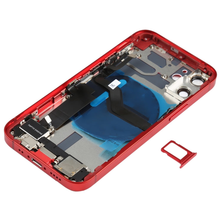Tapa trasera de batería (con teclas laterales, timbre, motor, lente de cámara, bandeja para tarjetas, botón de encendido, botón de volumen, puerto de carga y módulo de carga inalámbrica) para iPhone 12 Mini.