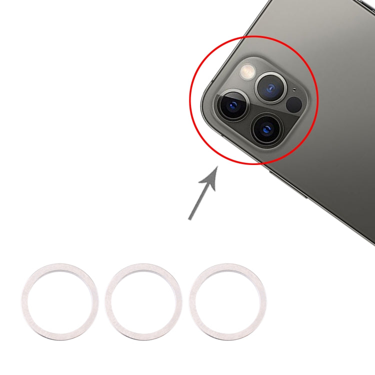 3 protectores de metal para lente de cámara trasera de iPhone 12 Pro Max.