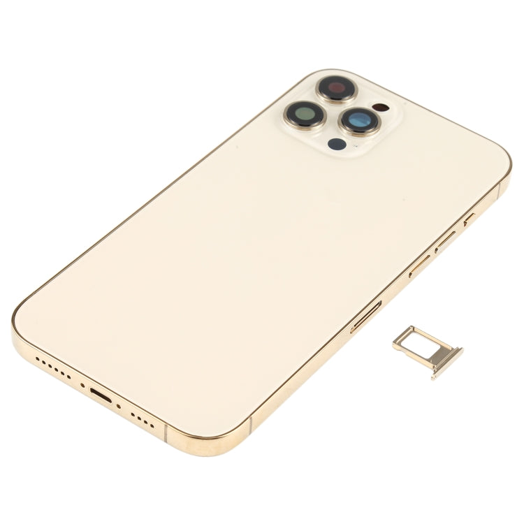 Tapa trasera de batería (con teclas laterales, timbre, motor, lente de cámara, bandeja para tarjetas, botón de encendido, botón de volumen, puerto de carga y módulo de carga inalámbrica) para iPhone 12 Pro Max.