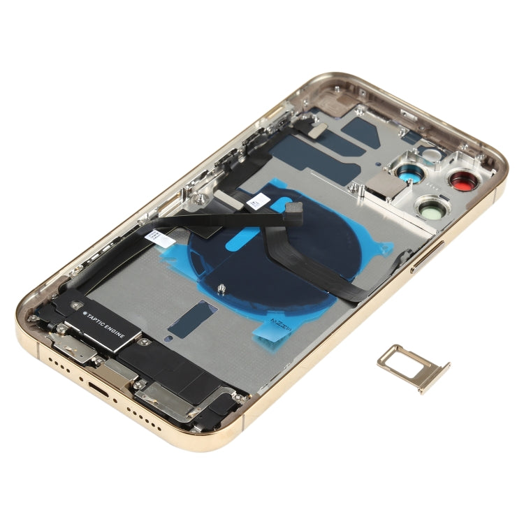 Tapa trasera de batería (con teclas laterales, timbre, motor, lente de cámara, bandeja para tarjetas, botón de encendido, botón de volumen, puerto de carga y módulo de carga inalámbrica) para iPhone 12 Pro Max.