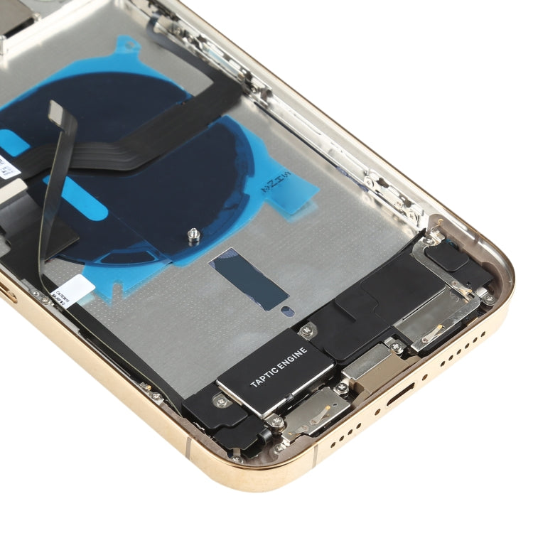 Tapa trasera de batería (con teclas laterales, timbre, motor, lente de cámara, bandeja para tarjetas, botón de encendido, botón de volumen, puerto de carga y módulo de carga inalámbrica) para iPhone 12 Pro Max.