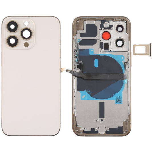 Tapa trasera de batería para iPhone 13 Pro con teclas laterales, bandeja para tarjetas, cable flexible de encendido y volumen y módulo de carga inalámbrica (ensamblado)