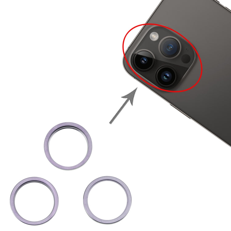 For iPhone 14 Pro 3PCS Rear Camera Glass Lens Metal Outside Protector Hoop Ring