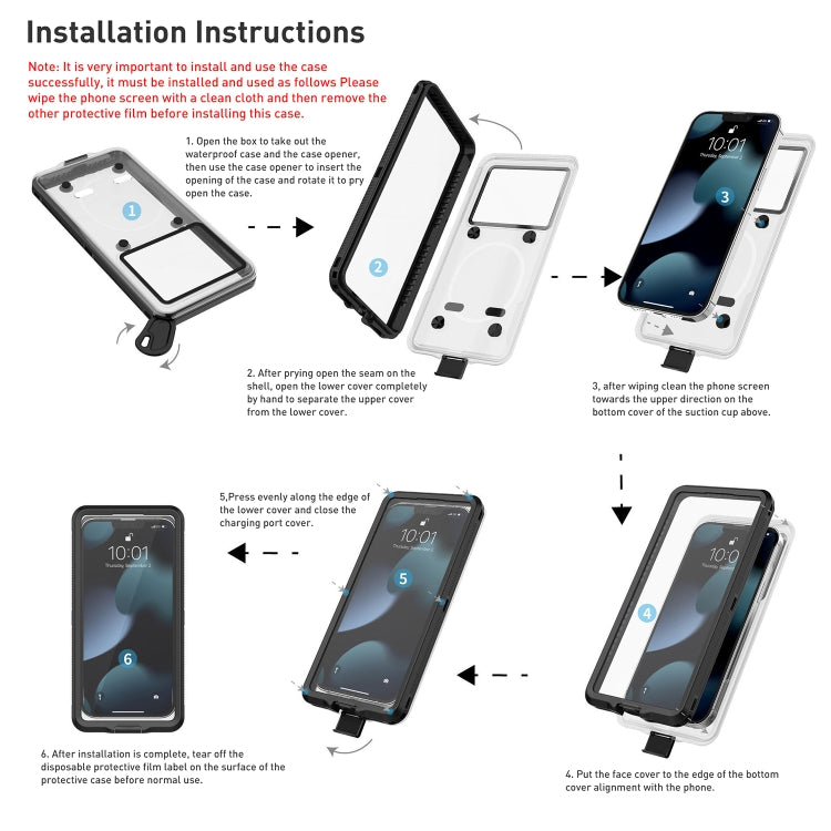 10m Depth Diving Waterproof Protective Phone Case for 5.9-6.9 inch Phone