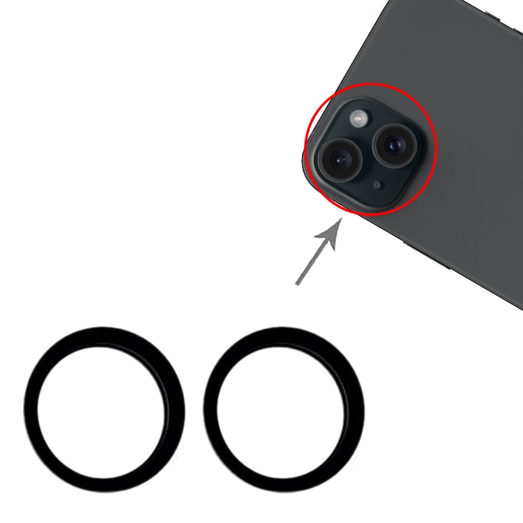 For iPhone 15 / 15 Plus 2pcs/set Rear Camera Glass Lens Metal Outside Protector Hoop Ring