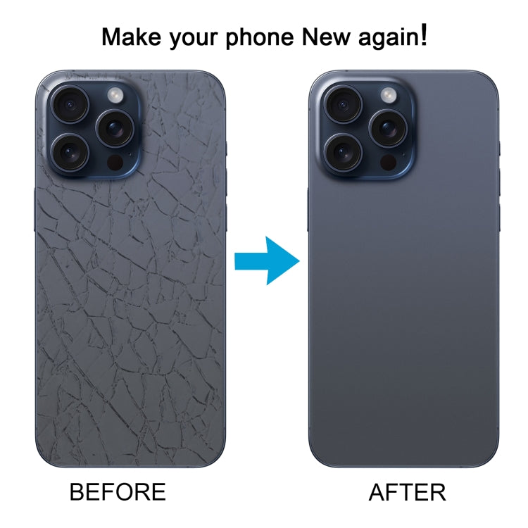 For iPhone 15 Pro Glass Battery Back Cover with Camera Lens Cover