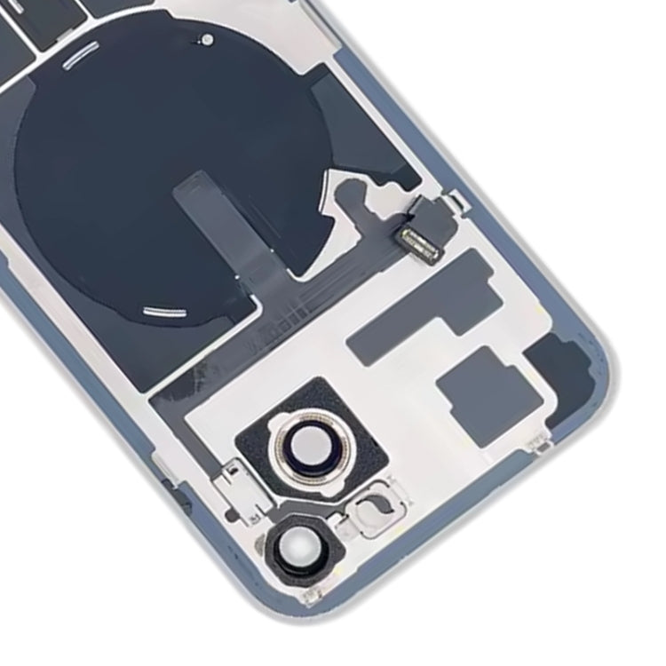 Coque arrière en verre pour iPhone 15 Plus avec support de flash et module de chargement sans fil