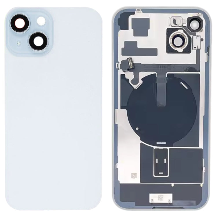 Coque arrière en verre pour iPhone 15 Plus avec support de flash et module de chargement sans fil