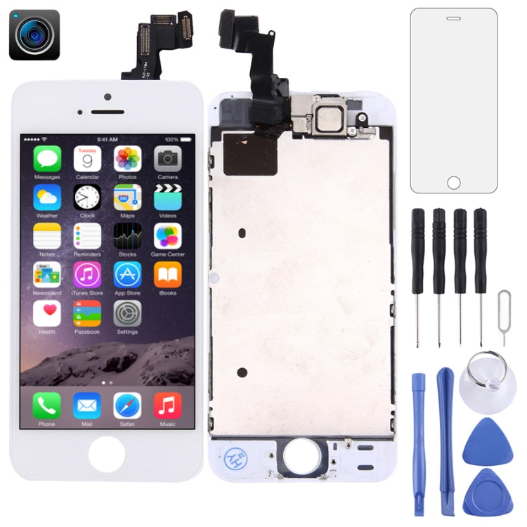 LCD Screen with Front Camera for iPhone 5S, 4 in 1 for i5s White - BSPART