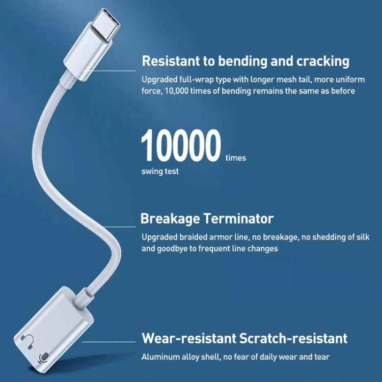 USB-C / Type-C to 8 Pin Audio Adapter Cable for iPhone 15 Series