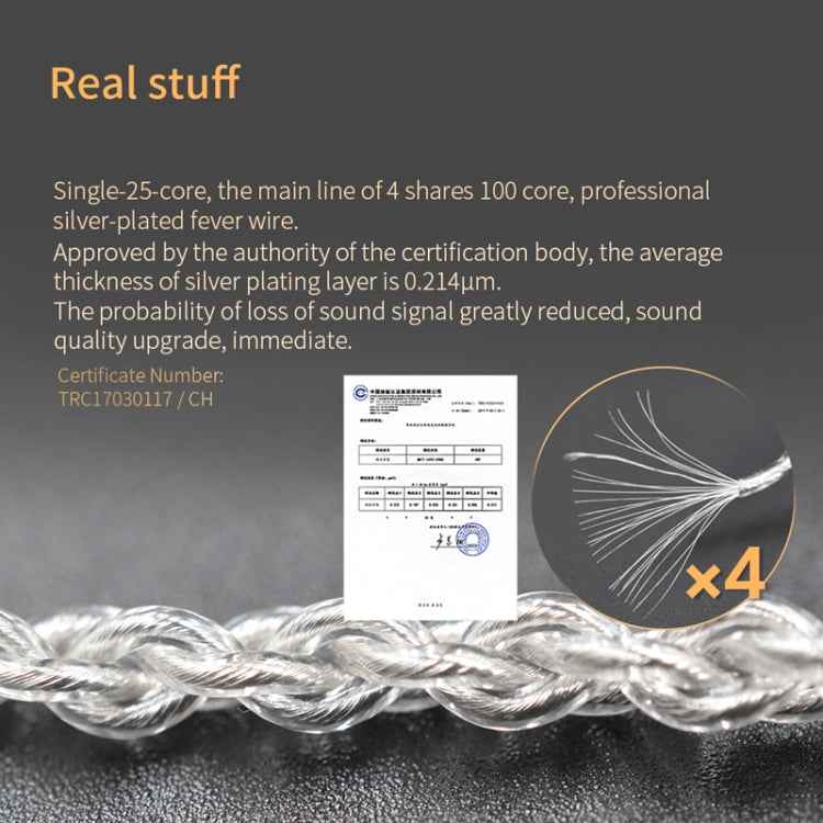 KZ A 8 Pin Oxygen-free Copper Silver Plated Upgrade Cable for KZ ZS3 / ZS4 / ZS5 / ZS6 / ZSA Earphones