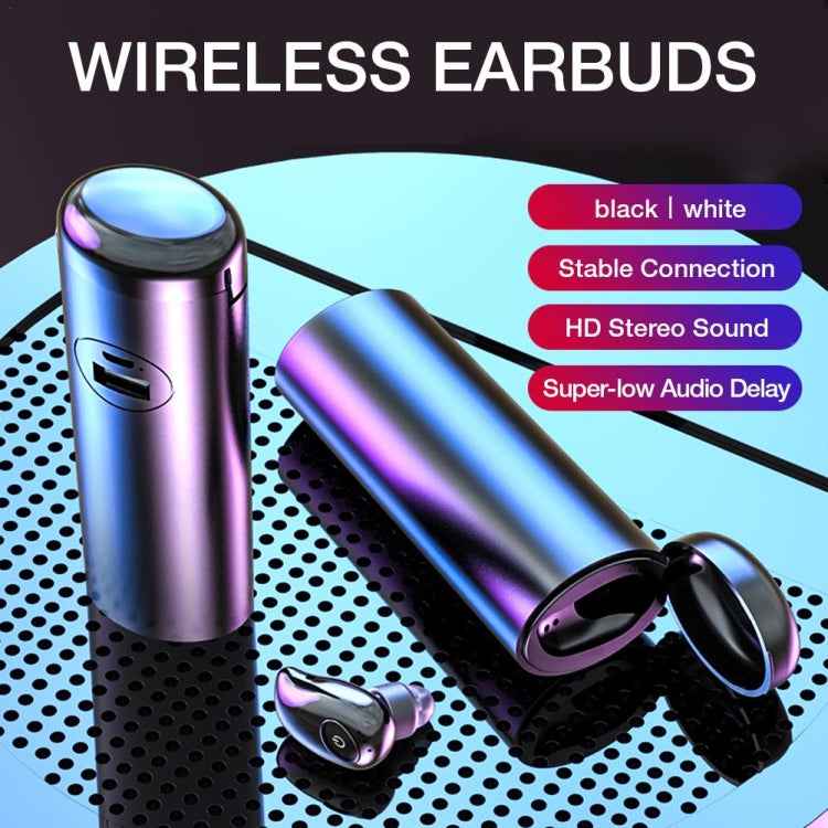 V21 Mini Single Ear Stereo Bluetooth V5.0 Wireless Earphones with Charging Box