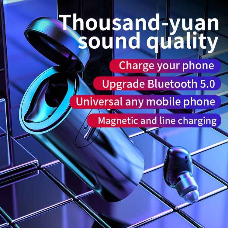 V21 Mini Single Ear Stereo Bluetooth V5.0 Wireless Earphones with Charging Box