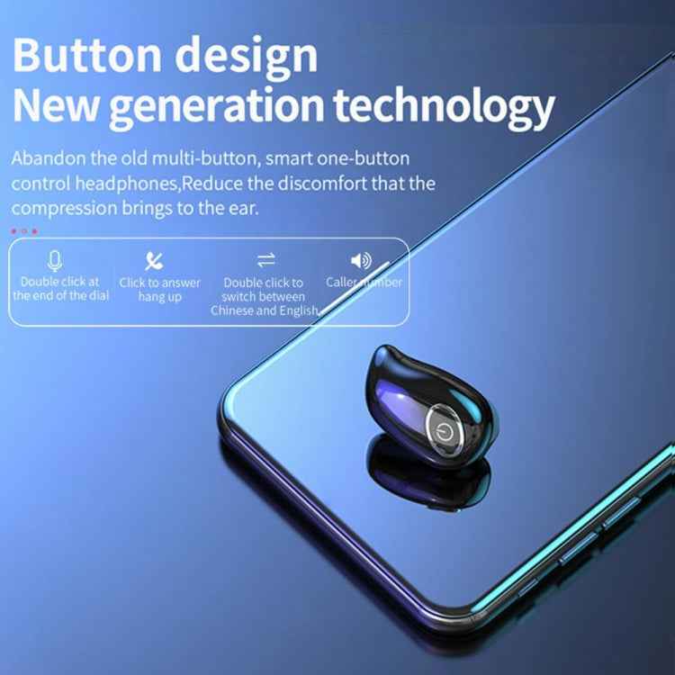 V21 Mini Single Ear Stereo Bluetooth V5.0 Wireless Earphones with Charging Box