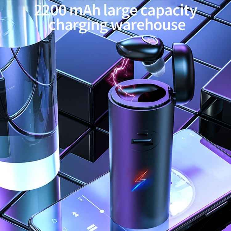 V21 Mini Single Ear Stereo Bluetooth V5.0 Wireless Earphones with Charging Box