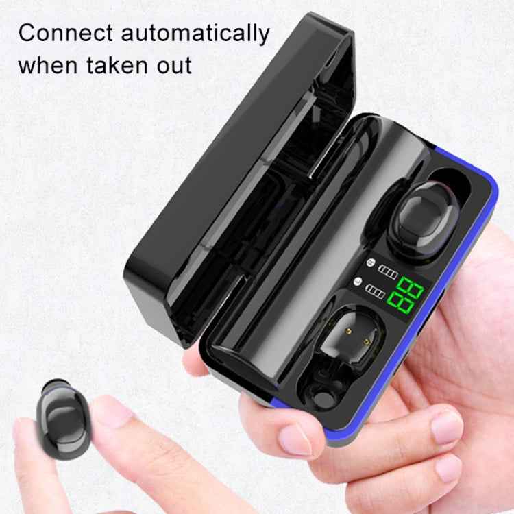 W12 IPX6 Waterproof Bluetooth 5.0 Touch Wireless Bluetooth Earphone with Charging Box, Support Power Digital Display & Breathing Light Bar & HD Call & Power Bank