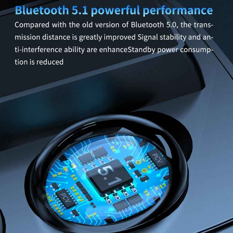 M9 Bluetooth 5.1 TWS Mirror Digital Display Wireless Bluetooth Earphone with Charging Box Flashlight , Support Touch & Siri & Battery Display