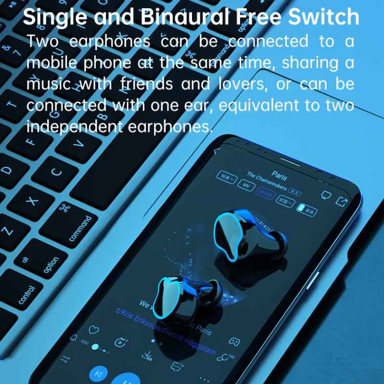 M9 Bluetooth 5.1 TWS Mirror Digital Display Wireless Bluetooth Earphone with Charging Box Flashlight , Support Touch & Siri & Battery Display