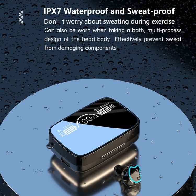 M9 Bluetooth 5.1 TWS Mirror Digital Display Wireless Bluetooth Earphone with Charging Box Flashlight , Support Touch & Siri & Battery Display