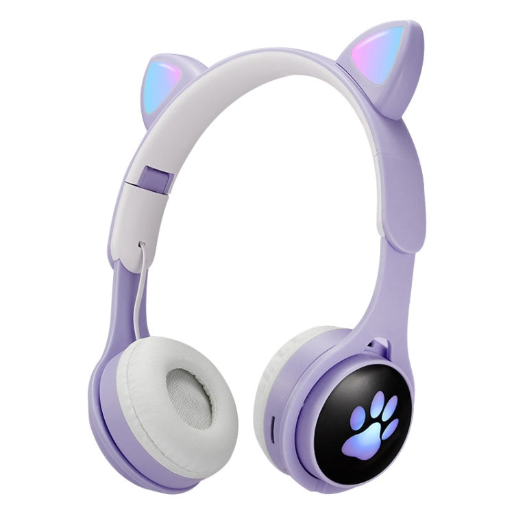 B30 Cat Paw Cat Ears Colorful Luminous Foldable Bluetooth Headset with 3.5mm Jack & TF Card Slot