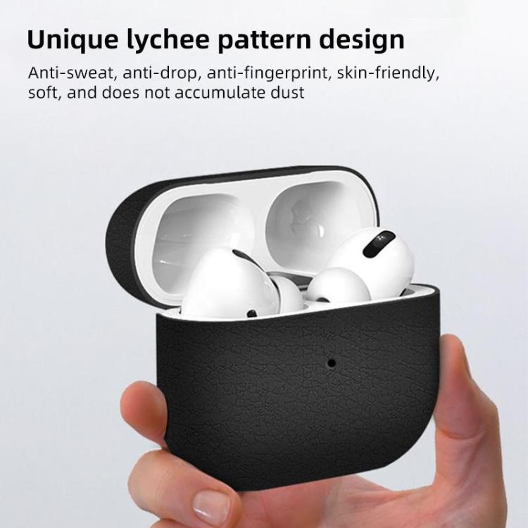 For AirPods Pro Litchi Texture Silicone Wireless Earphone Protective Case