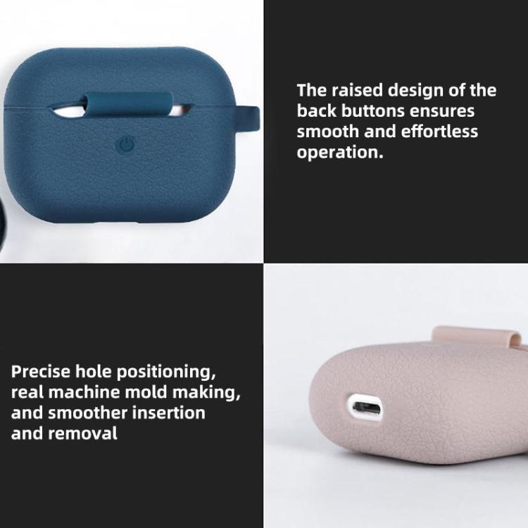 For AirPods Pro Litchi Texture Silicone Wireless Earphone Protective Case