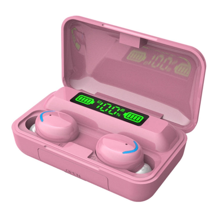 F9-5C Macaron Series LED Light + Digital Display Noise Reduction Bluetooth Earphone, F9-5C Macaron LED Light Dark Blue, F9-5C Macaron LED Light Pink, F9-5C Macaron LED Light Baby Blue, F9-5C Macaron LED Light Yellow