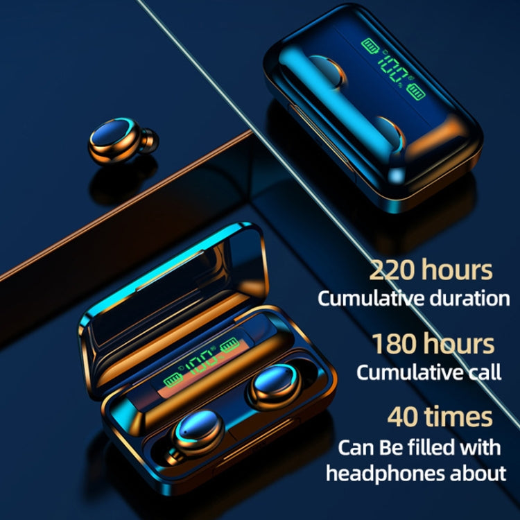 F9-5C Macaron Series LED Light + Digital Display Noise Reduction Bluetooth Earphone, F9-5C Macaron LED Light Dark Blue, F9-5C Macaron LED Light Pink, F9-5C Macaron LED Light Baby Blue, F9-5C Macaron LED Light Yellow