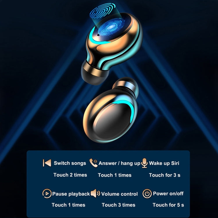 F9-5C Four-bar Breathing Light + Digital Display Noise Reduction Bluetooth Earphone, F9-5C Four-bar Light White, F9-5C Four-bar Light Black