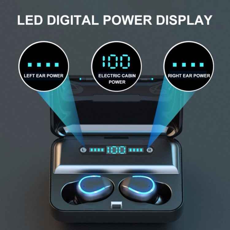 F9-5U Four-bar Breathing Light + Digital Display Noise Reduction Touch Bluetooth Earphone with Charging Box